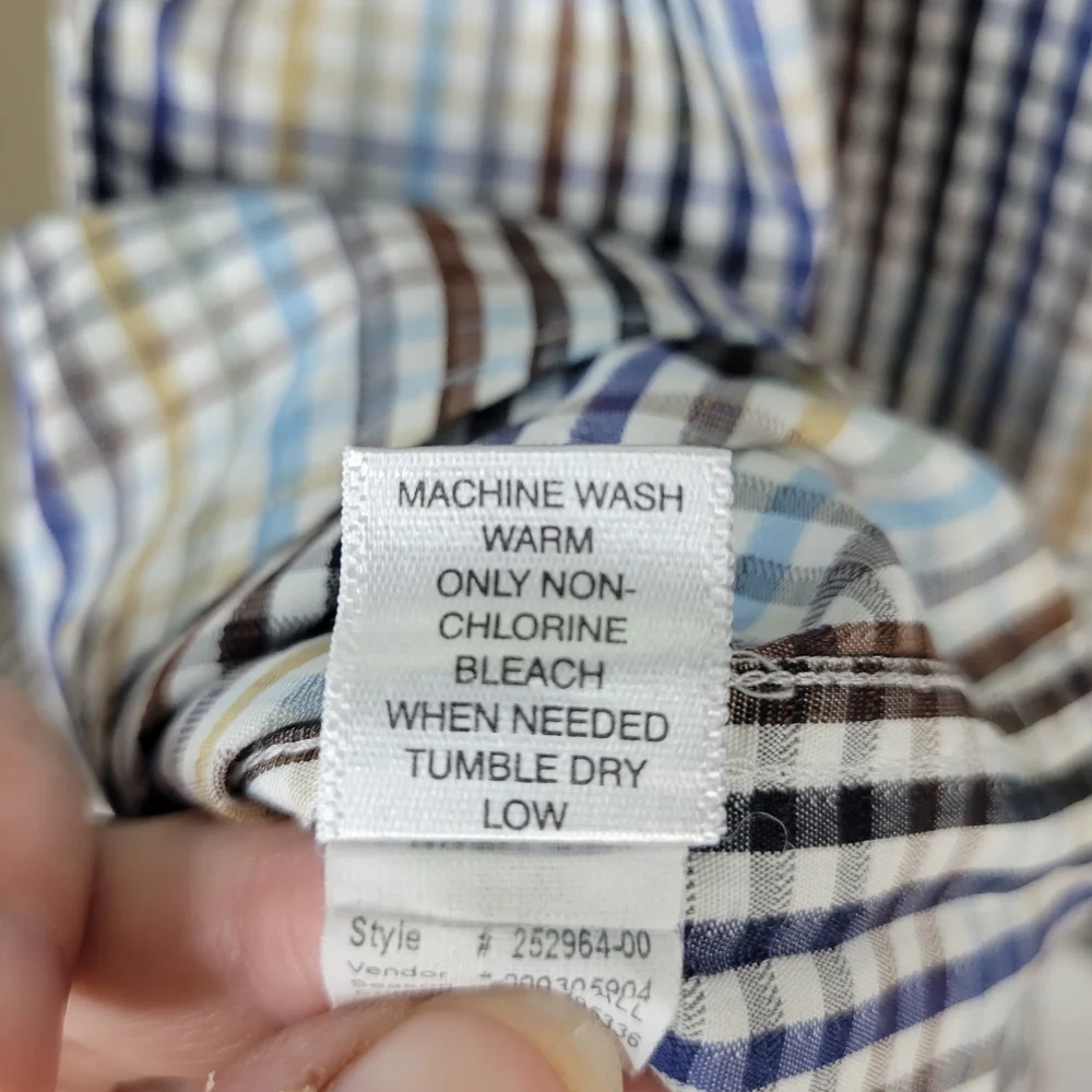 Mens Banana Republic LS Plaid Shirt 100% Cotton Blue/Brown/white/Yellow Size XL